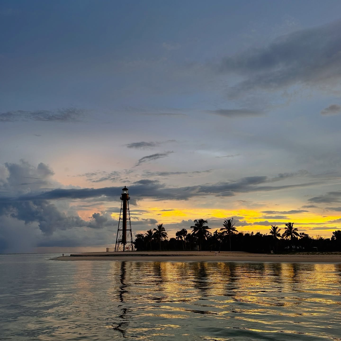Sanibel Island Lighthouse at sunset over the Gulf of Mexico
